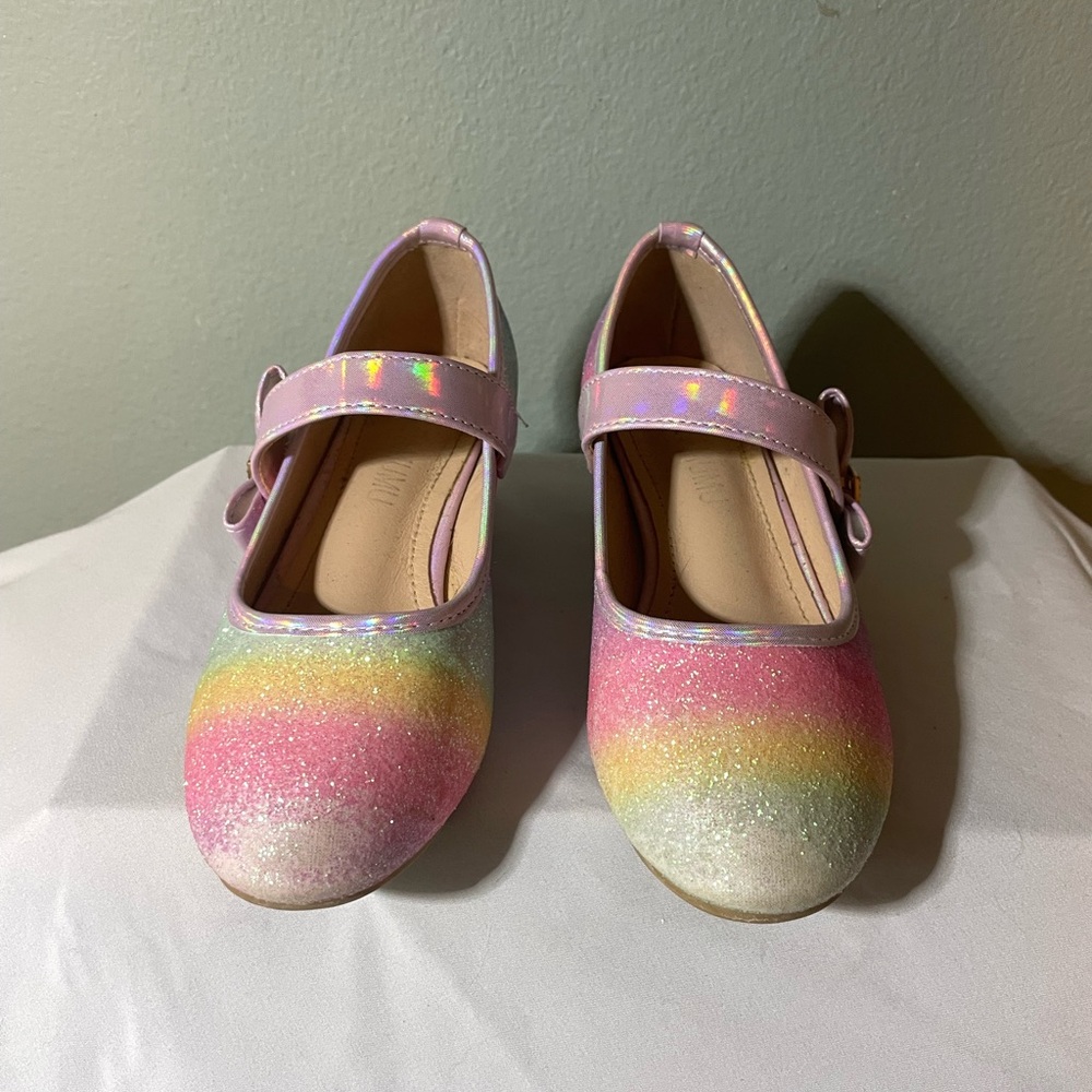 Rainbow Glitter Kids Mary Jane Shoes